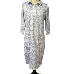Gretchen Scott Blue & White 70's Style Dress Size M